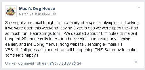 Maui Hot Dog House Opens Early